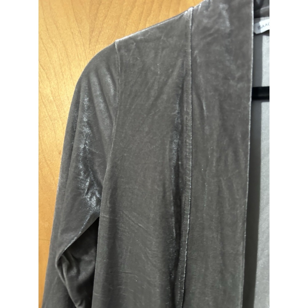 Issac Mizrahi Open Front Velour Cardigan Size XXS Grey with Pockets - Picture 2 of 6